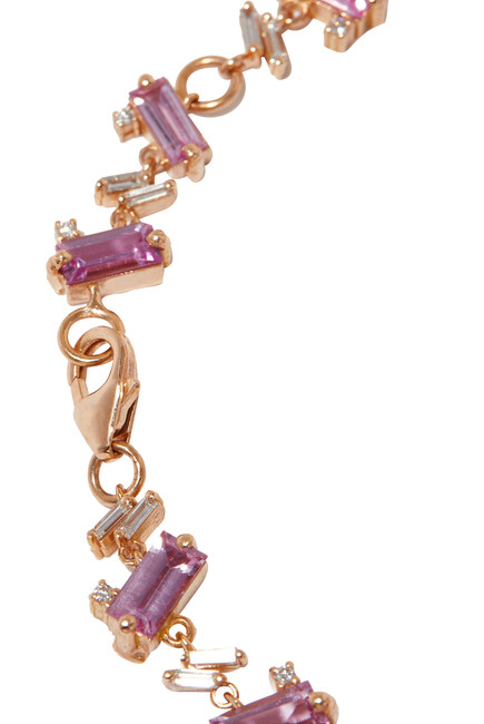One of A Kind Pink Sapphire and Diamond Bracelet